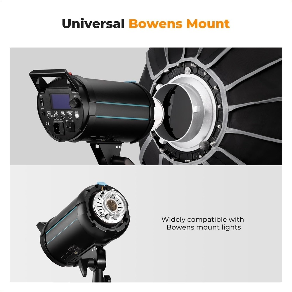 K&F Concept 90cm Parabolic Softbox for Bowens Mount, Grid & Diffuser Included - Picture 10 of 11